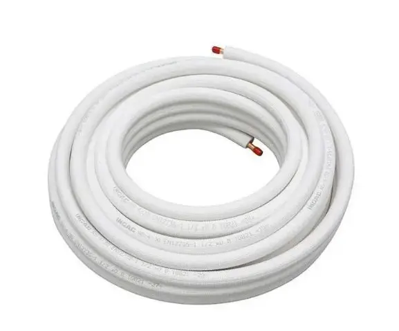 Bi-tube 1/4" - 3/8" près-isolé en couronne de 20M (épaisseur cuivre 0.8mm)