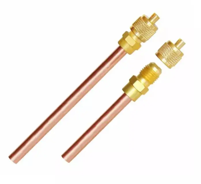 TF-SU05 Vanne d'accès Schrader 1/4" avec embout-bouchon sur tube 5/16" - 100 mm  (vendu par lot de 5x)