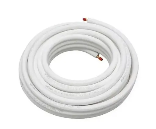 Bi-tube 1/4" - 3/8" près-isolé en couronne de 25M (épaisseur cuivre 0.8mm)