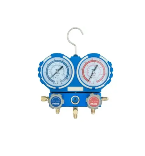 [TF-VMG2-1234YF] TF-VMG2-1234YF Manomètre 2 voies en coffret (R1234yf) avec jeu de 3 flexibles 1,5 m et coupleurs automobiles 1/4" M