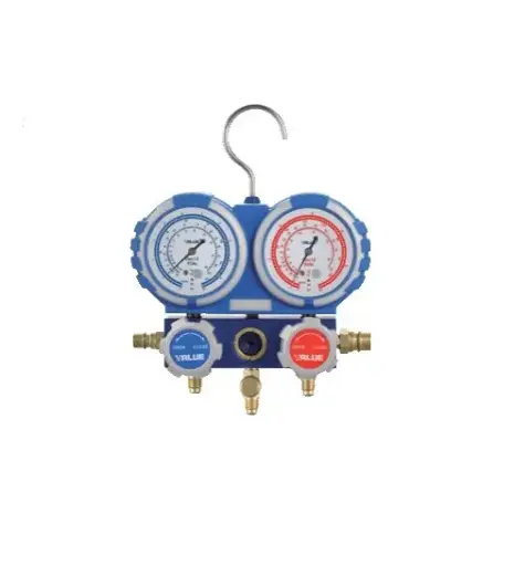 [TF-VMG2-R134A] TF-VMG2-R134A Manomètre 2 voies en coffret (R22, R134a, R404A & R407C) avec 3 flexibles 1,5 m