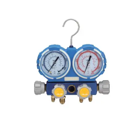 [TF-VMG4-R410AA] TF-VMG4-R410AA Manomètre 4 voies en coffret (R32, R410A, R134a, R407C) avec 4 flexbiles 1,5 m (3x1/4" + 1x3/8")