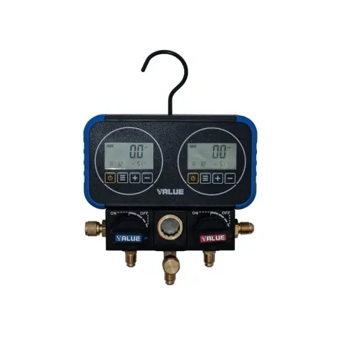 [TF-VRM2-0101i] TF-VRM2-0101i Manomètre électronique 2 voies tous fluides coffret classe 0.4 avec 3 flexibles 1,5 m et 2 adapt.